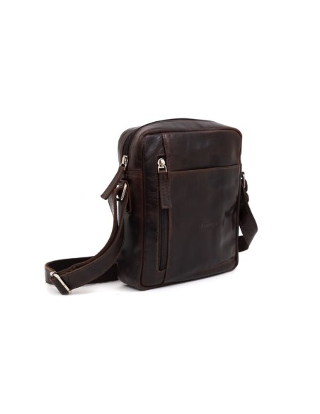 Brown leather shoulder bag for men
