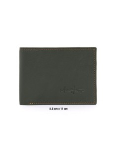 Cartera de piel con costura en contraste color verde