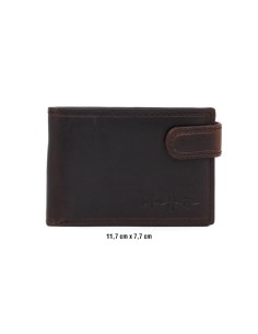 Cartera de piel con costura en contraste color marrón