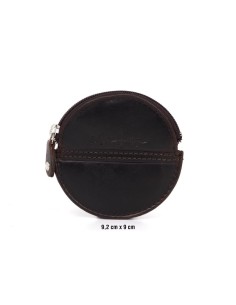 Cartera de piel con costura en contraste color marrón