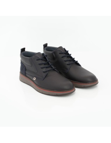 Blue suede leather and plain leather boot