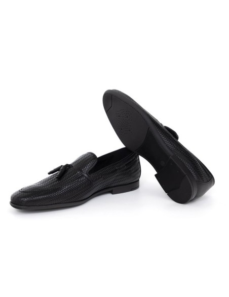 Black leather moccasin