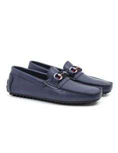 Mocasín de piel con hebilla color azul 2