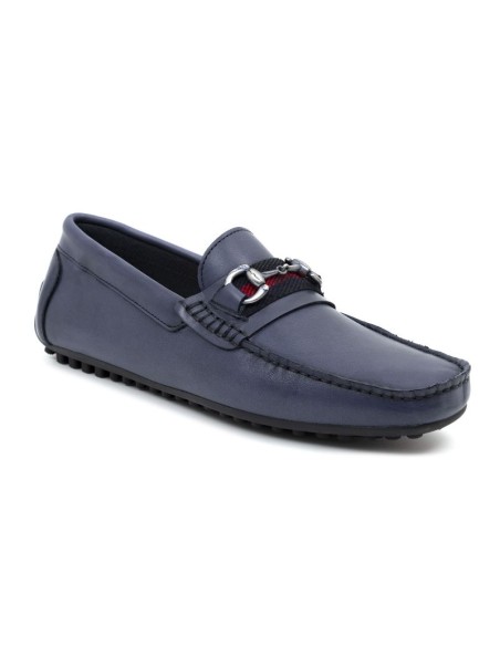 Blue leather moccasin