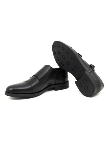 Black leather monkstrap