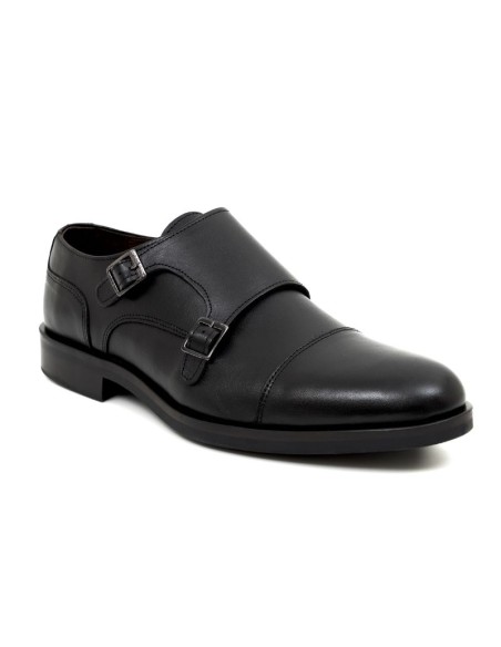 Black leather monkstrap