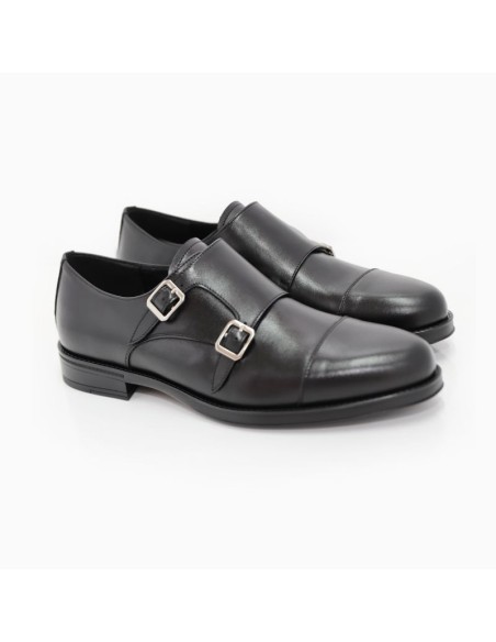 Black leather monkstrap