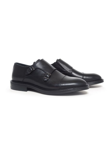 Black leather monkstrap