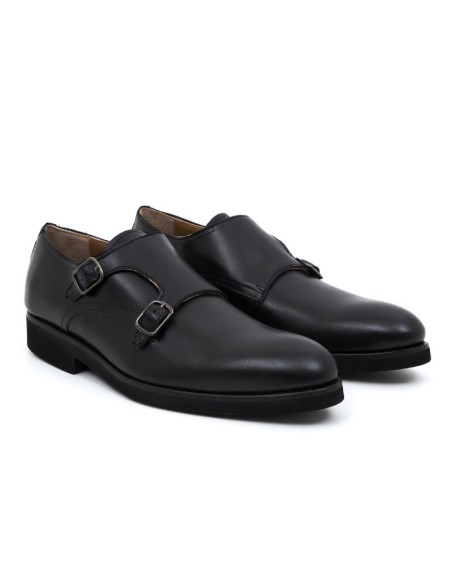 Black leather monkstrap