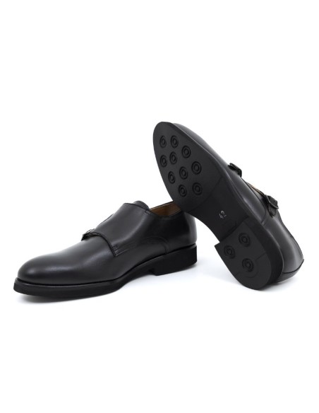 Black leather monkstrap