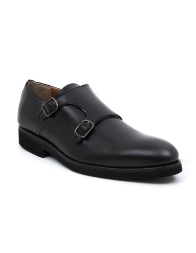 Black leather monkstrap