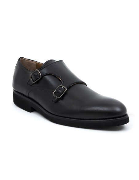 Black leather monkstrap