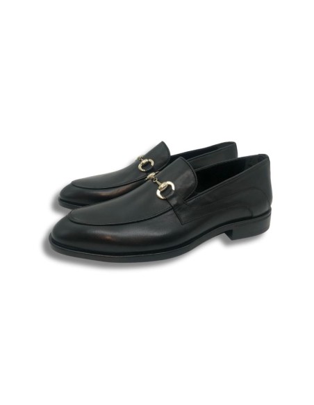 Black leather moccasin