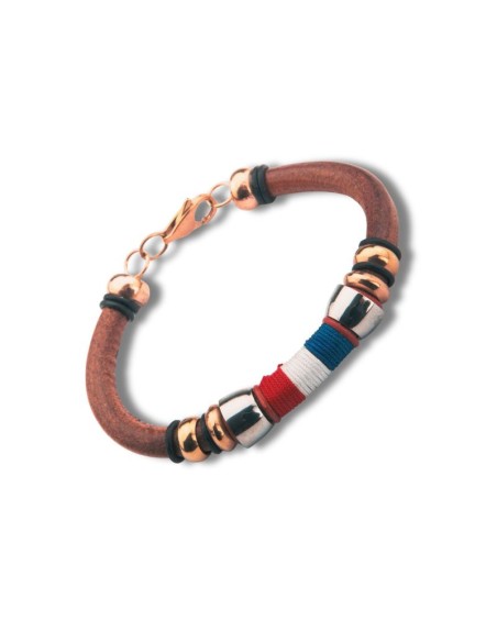 Brazalete de cuero acabado a mano color cuero