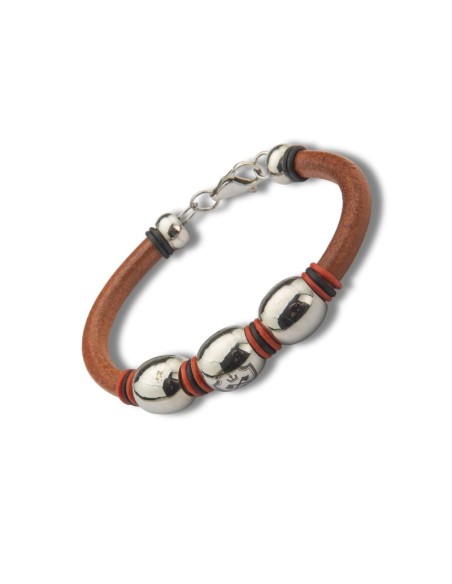 Brazalete de cuero acabado a mano color marrón