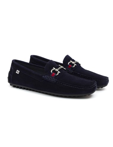 Mocasín de ante con hebilla color azul SELIPO-NAVY