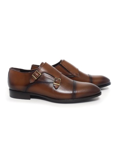 Brown leather monkstrap
