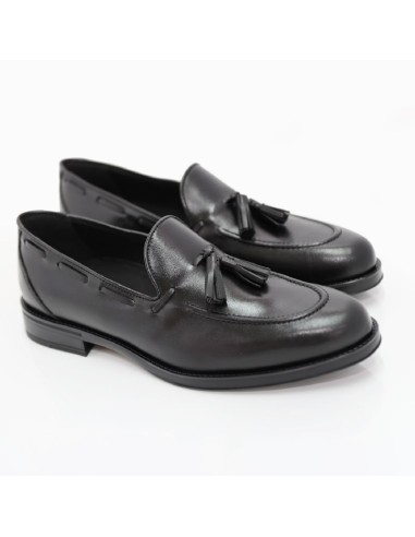 Mocassin de peau le noir KUROR-BLACK