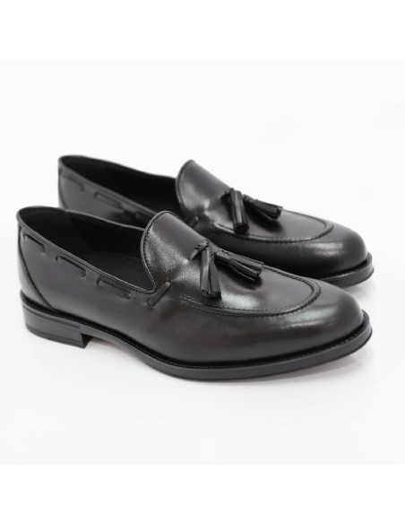 Black leather moccasin