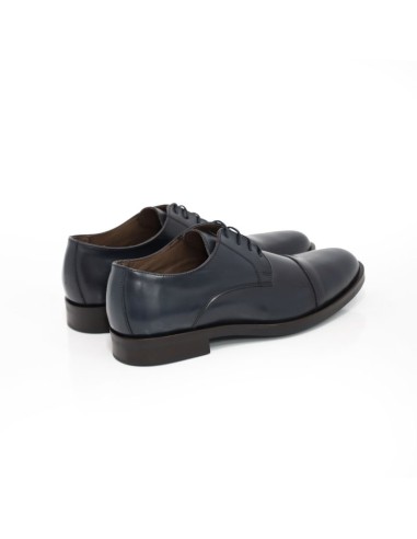 Derby de piel con costura color azul