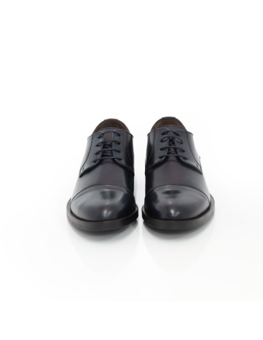 Derby de piel con costura color azul