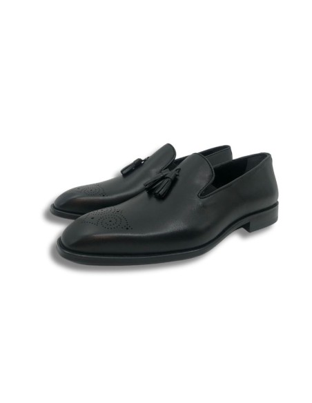 Black leather moccasin