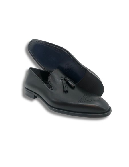 Black leather moccasin