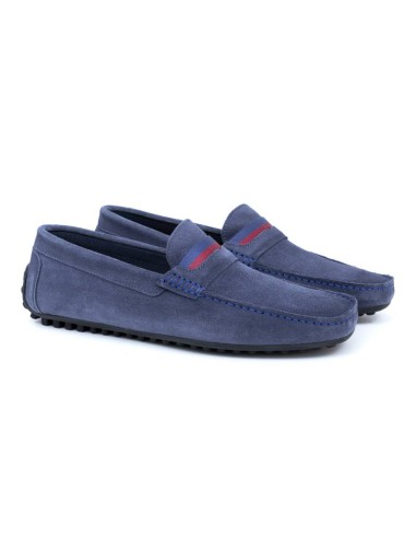 Mocasín de ante con antifaz color azul