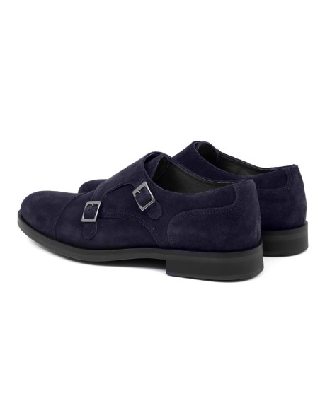 chaussure avec boucle suède bleu MIMONK-NAVY