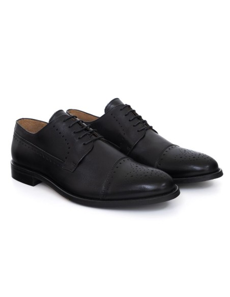 Black leather derby