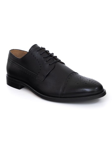 Black leather derby