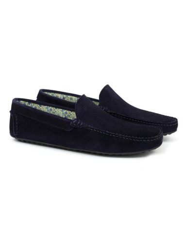 Mocasín de ante cosido artesano color azul SEMISA-NAVY