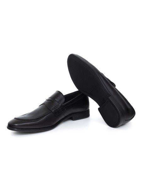 Black leather moccasin