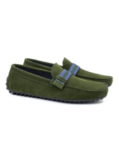 Green suede moccasin