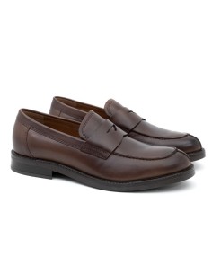 Brown leather moccasin