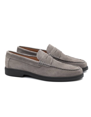 Mocasín de ante acabado a mano color gris SENIMEN-GRIS