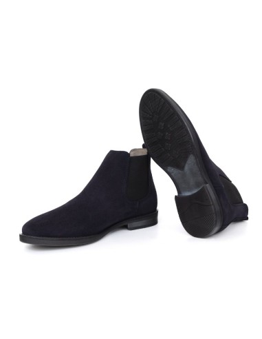 Blue suede chelsea boots