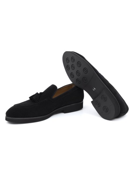 Black suede moccasin