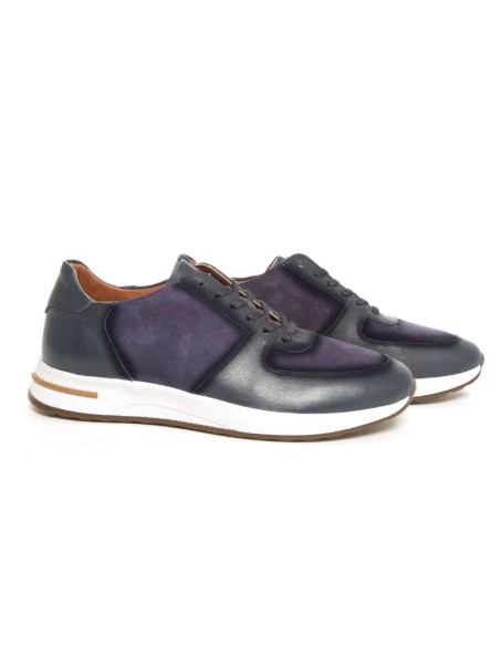 Blue leather sport shoe