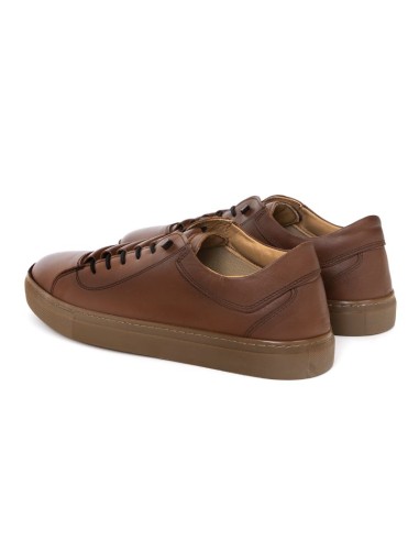 Sneakers de piel liso color cuero