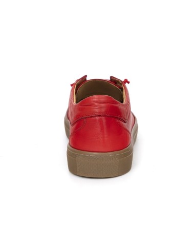 Sneakers de piel liso color rojo