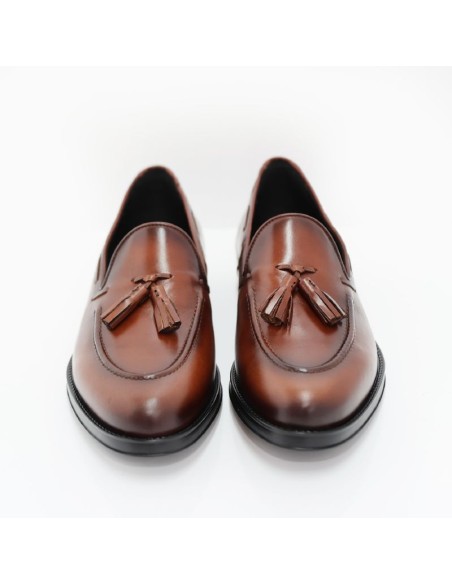 Brown leather moccasin