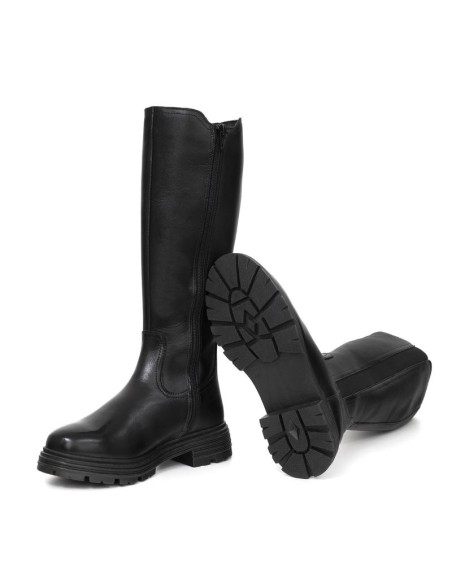 Botas de mujer de piel liso color negro