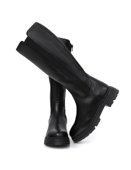 Botas de mujer de piel liso color negro