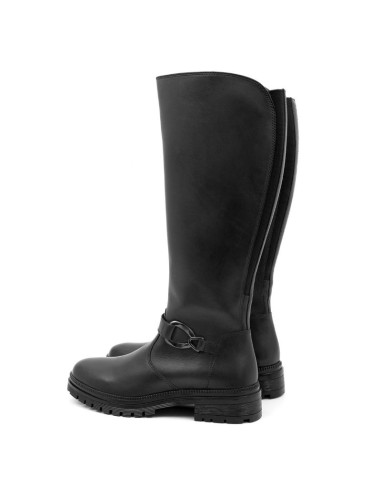 Botas de mujer de piel con aplique metálico color negro