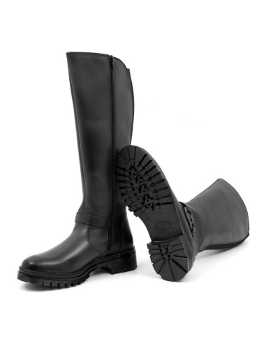 Botas de mujer de piel con aplique metálico color negro