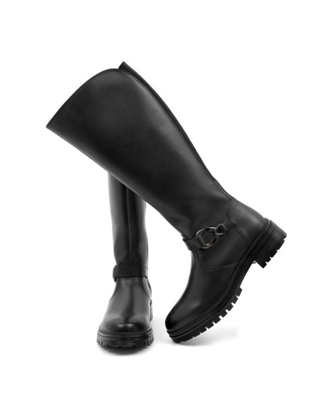 Black leather Women's high boots