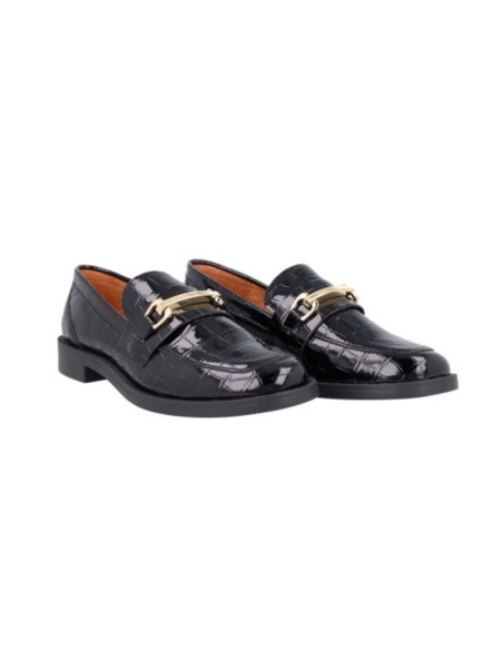 Black leather women's moccasins