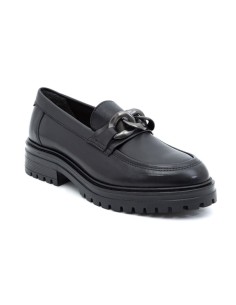 Black leather women's moccasins