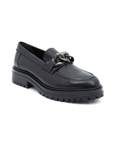 Black leather women's moccasins